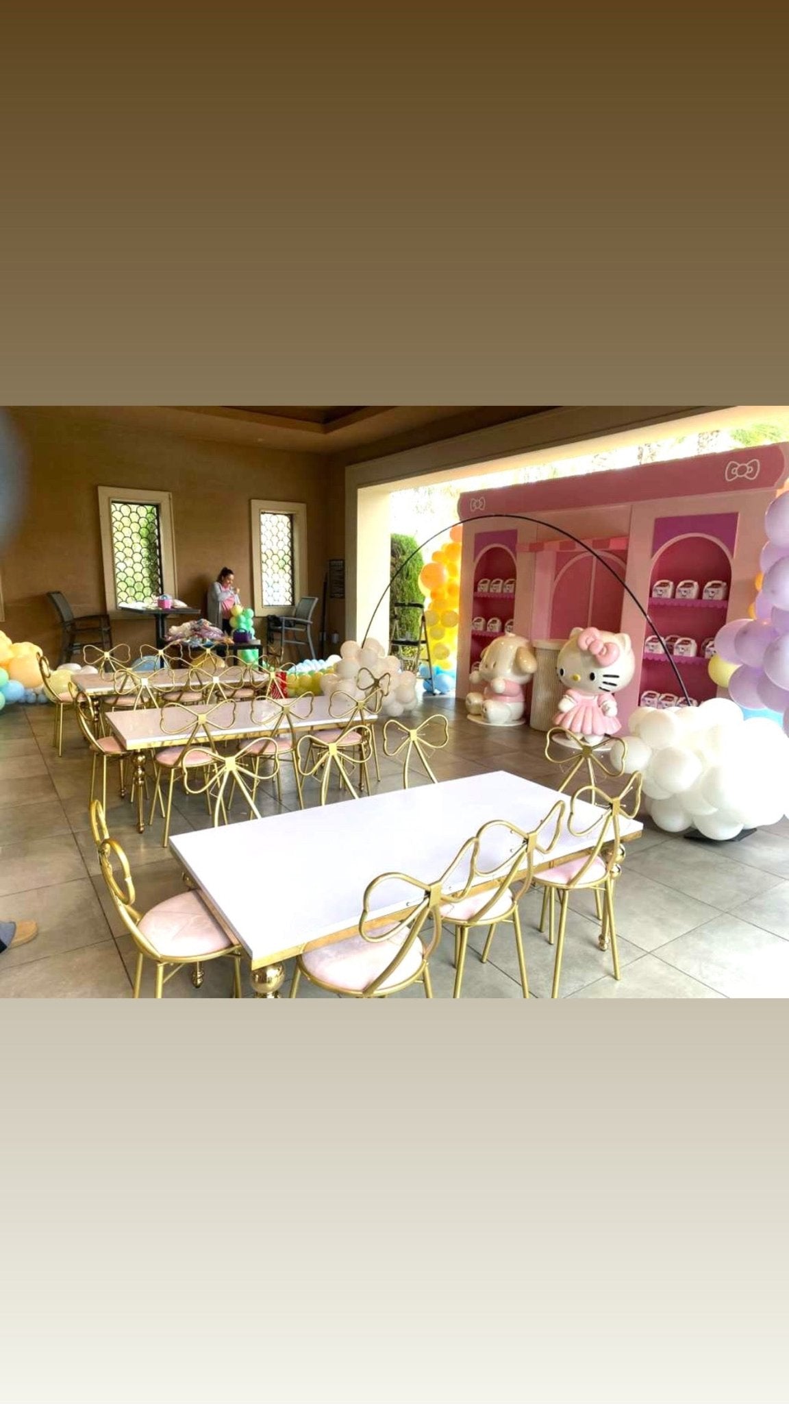 Kids Gold Rectangular Table White - Custom Prop Rentals