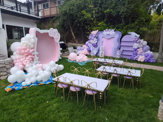 Kids Gold Rectangular Table White - Custom Prop Rentals