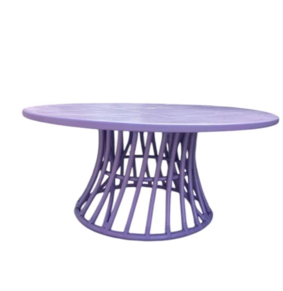 Kids Rattan Round Table Lavender - Custom Prop Rentals