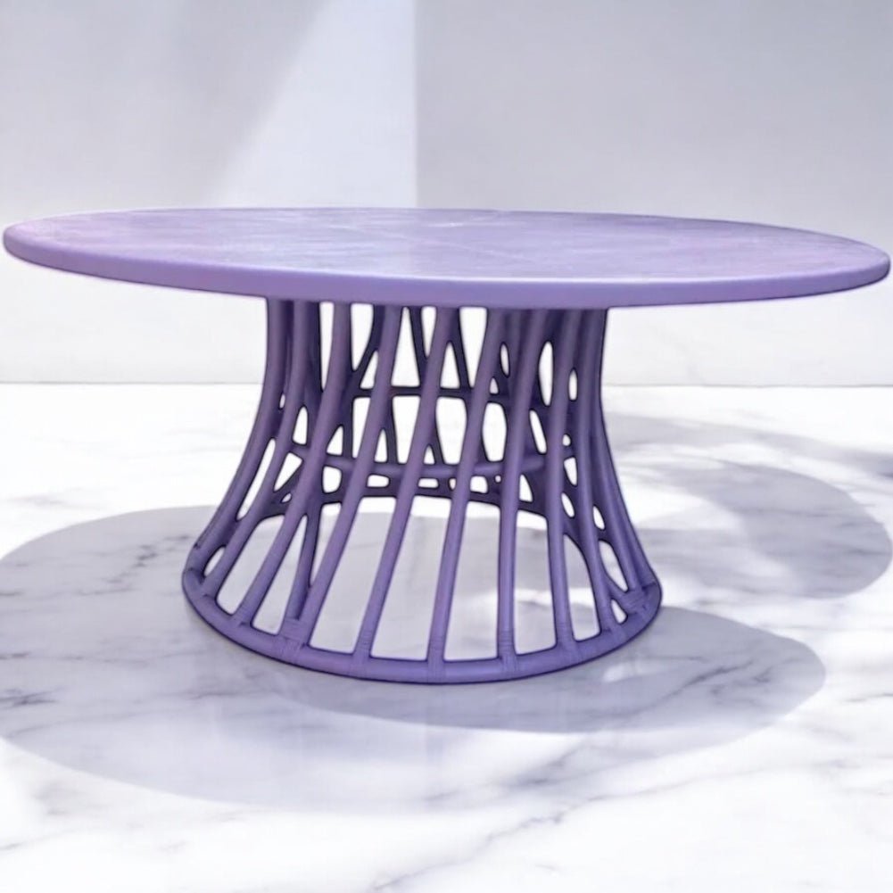 Kids Rattan Round Table Lavender - Custom Prop Rentals