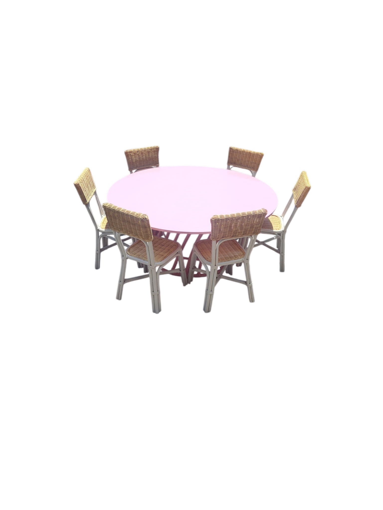 Kids Rattan Round Table Pink - Custom Prop Rentals