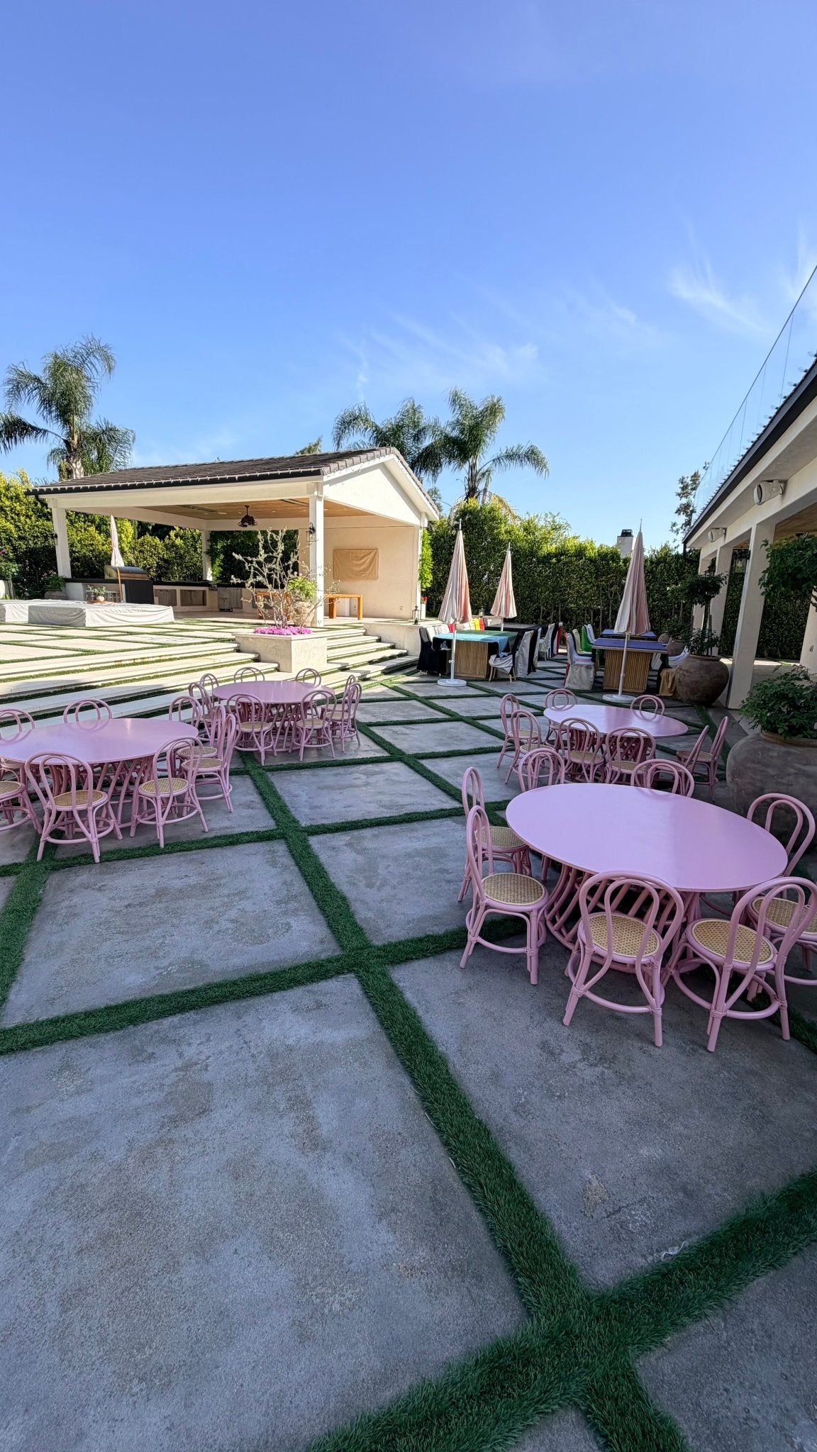 Kids Rattan Round Table Pink - Custom Prop Rentals