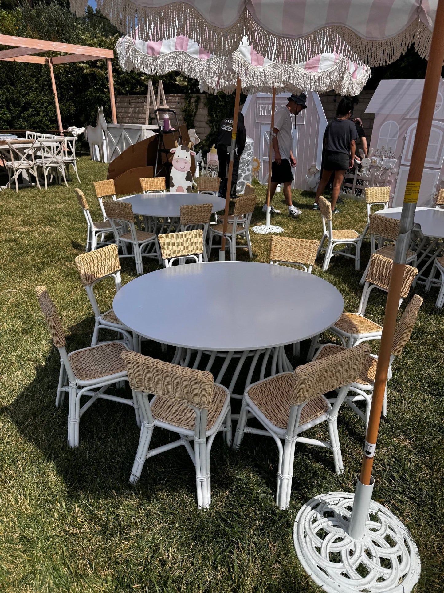 Kids Rattan Round Table White - Custom Prop Rentals