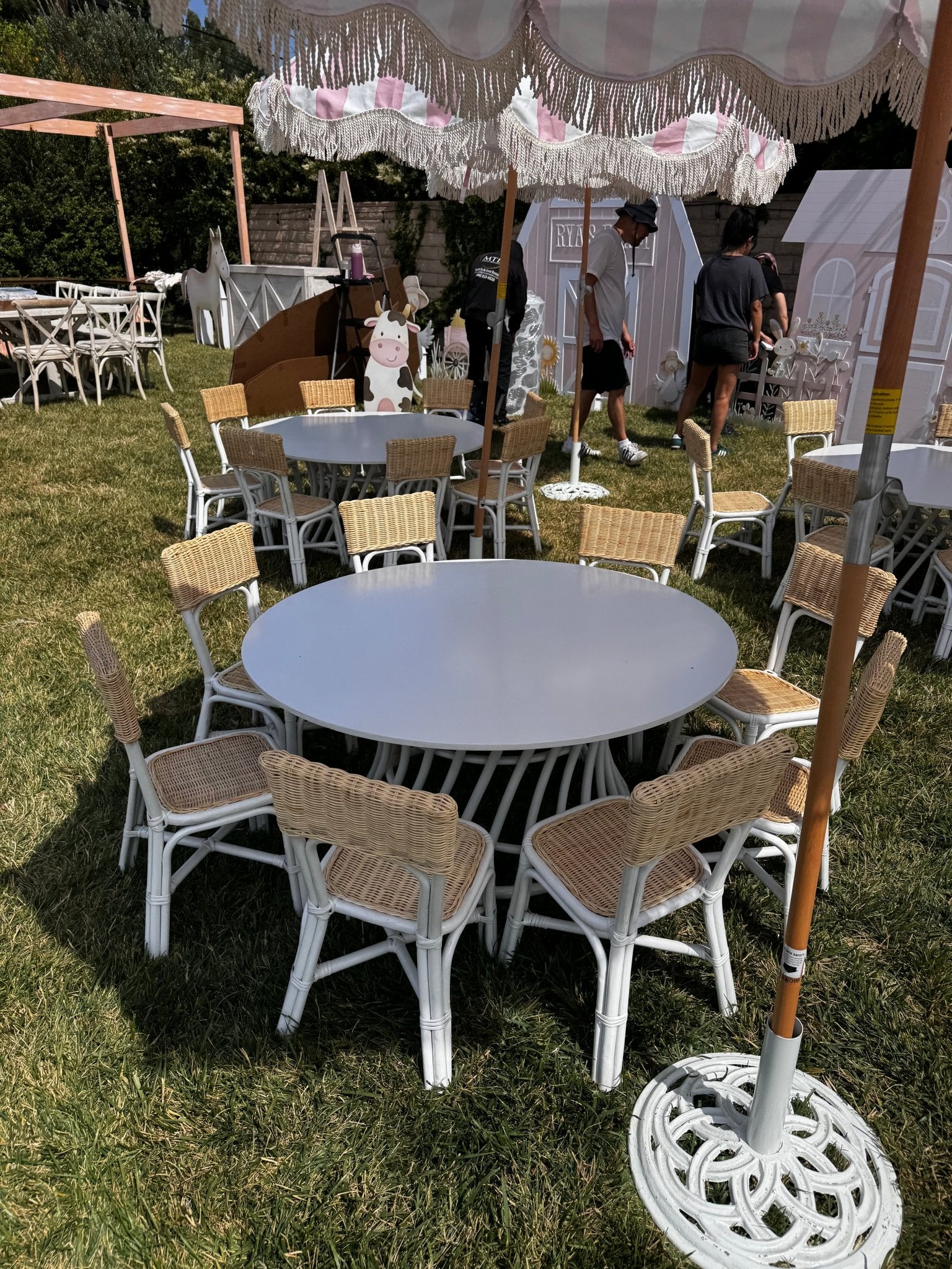 Kids Rattan Round Table White - Custom Prop Rentals