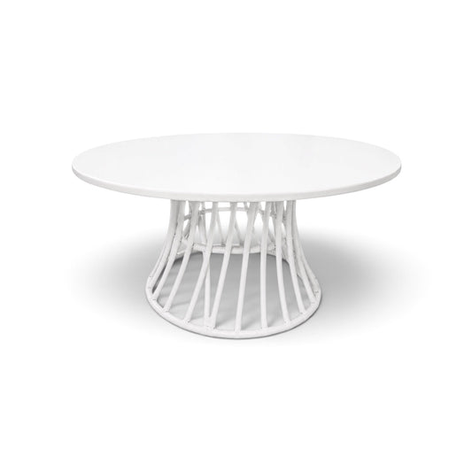 Kids Rattan Round Table White - Custom Prop Rentals