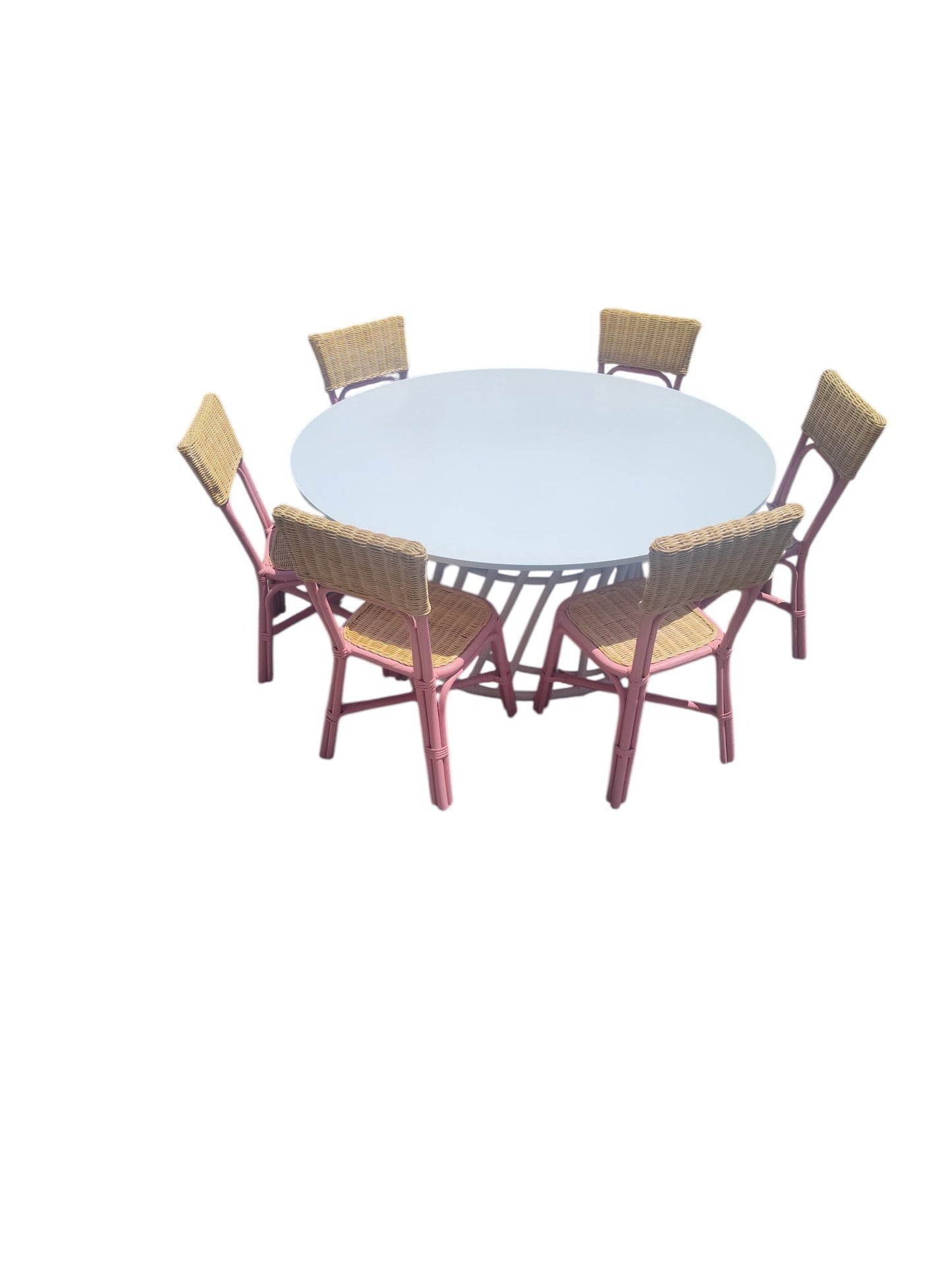 Kids Rattan Round Table White - Custom Prop Rentals