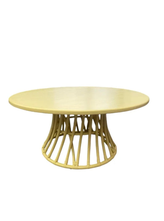 Kids Rattan Round Table Yellow - Custom Prop Rentals