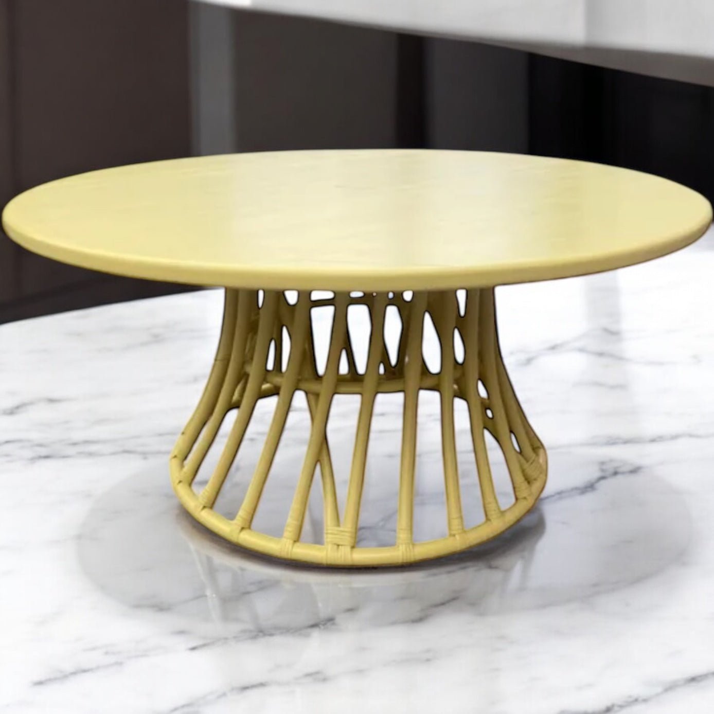 Kids Rattan Round Table Yellow - Custom Prop Rentals