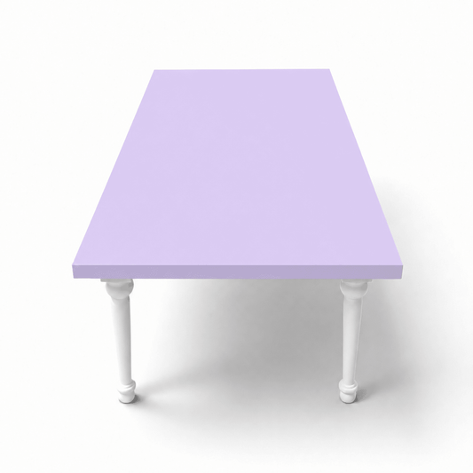 Kids White Rectangular Table Lavender - Custom Prop Rentals