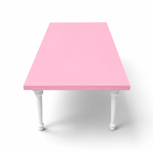 Kids White Rectangular Table Pink - Custom Prop Rentals