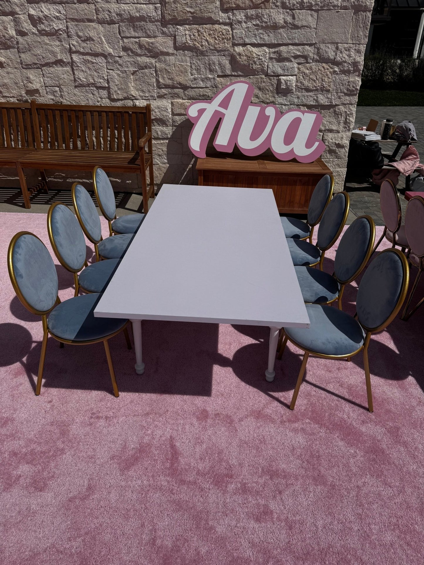 Kids White Rectangular Table White - Custom Prop Rentals