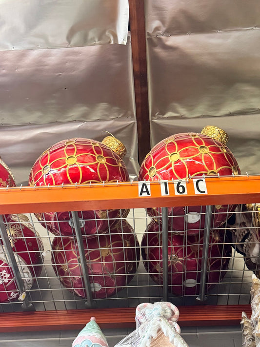 Large Red and Gold Ornament 1 - Custom Prop Rentals