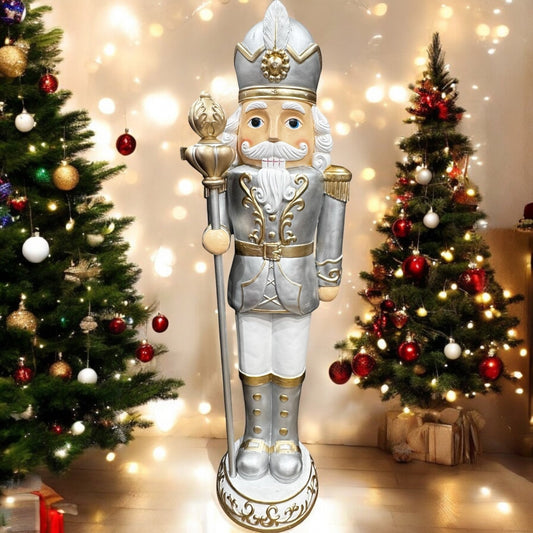 Nutcracker White Gold Silver with Staff - Custom Prop Rentals