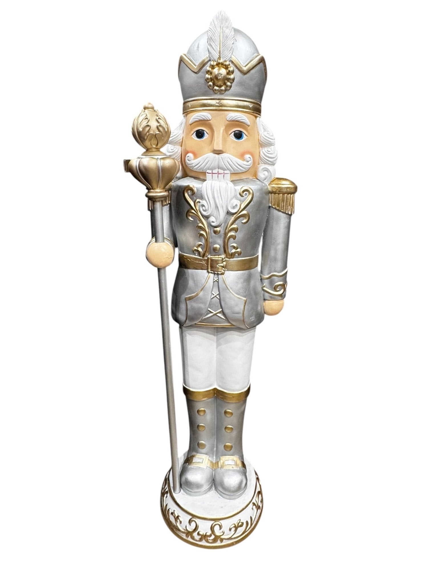 Nutcracker White Gold Silver with Staff - Custom Prop Rentals