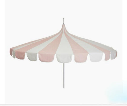 Outdoor Umbrella Pink & White - Custom Prop Rentals