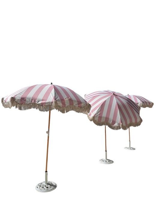 Outdoor Umbrella Pink & White Boho - Custom Prop Rentals