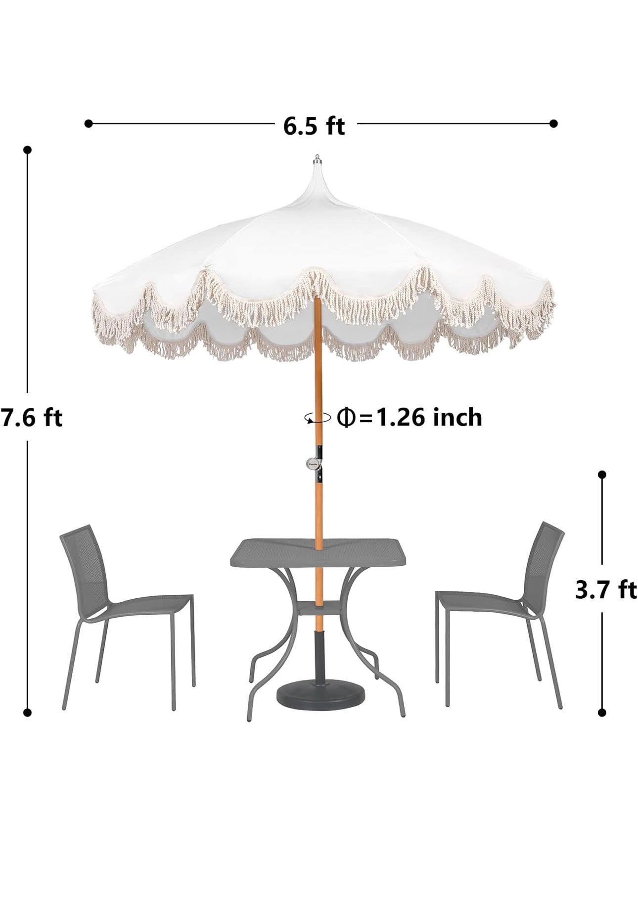 Outdoor Umbrella White Boho - Custom Prop Rentals