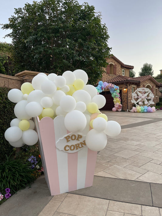Popcorn Box Pink & White - Custom Prop Rentals