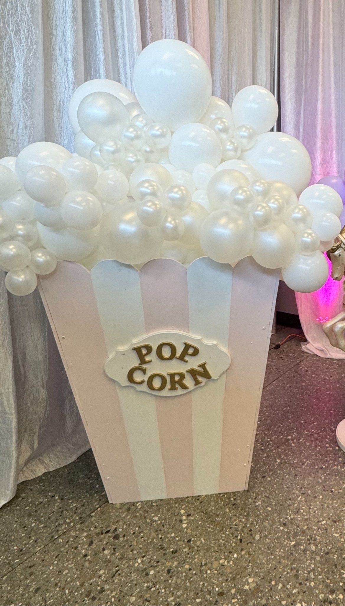Popcorn Box Pink & White - Custom Prop Rentals