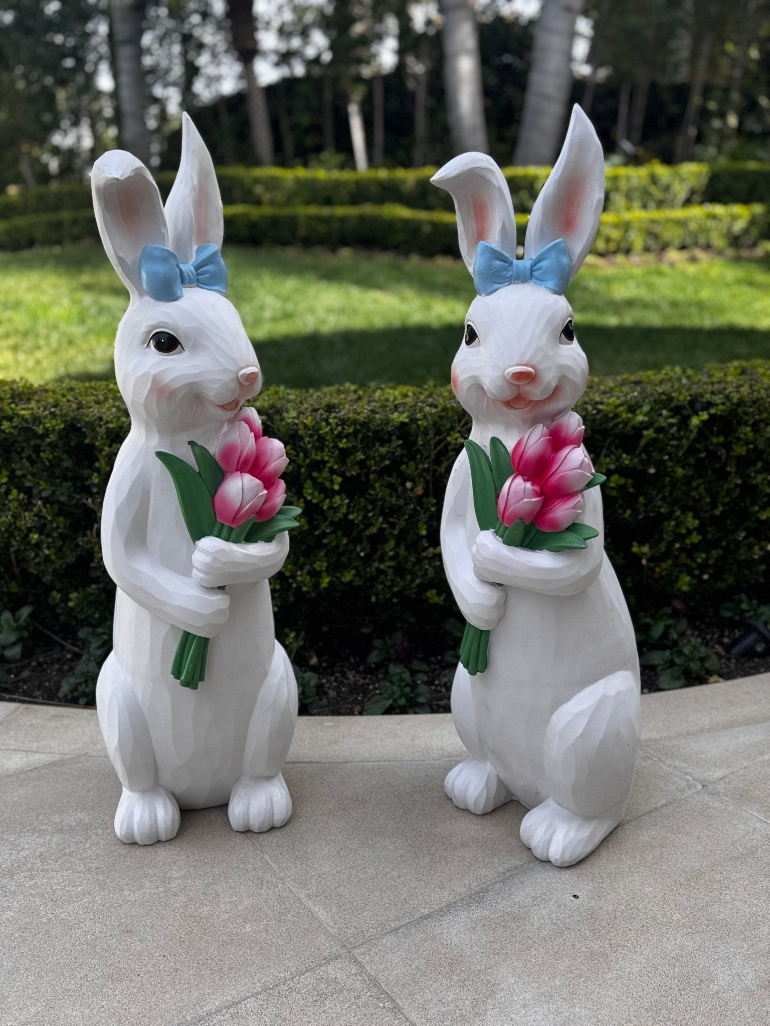 Rabbit Rentals Rabbit with Flowers Pair – Custom Prop Rentals