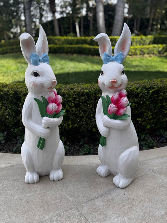 Rabbit with Flowers Pair - Custom Prop Rentals