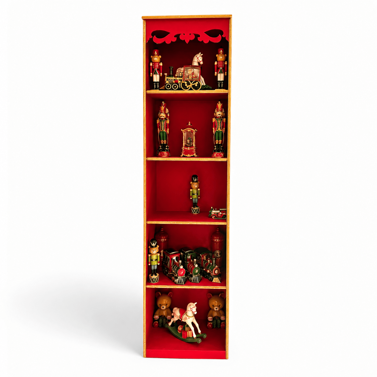 Red & Gold Shelf - Custom Prop Rentals