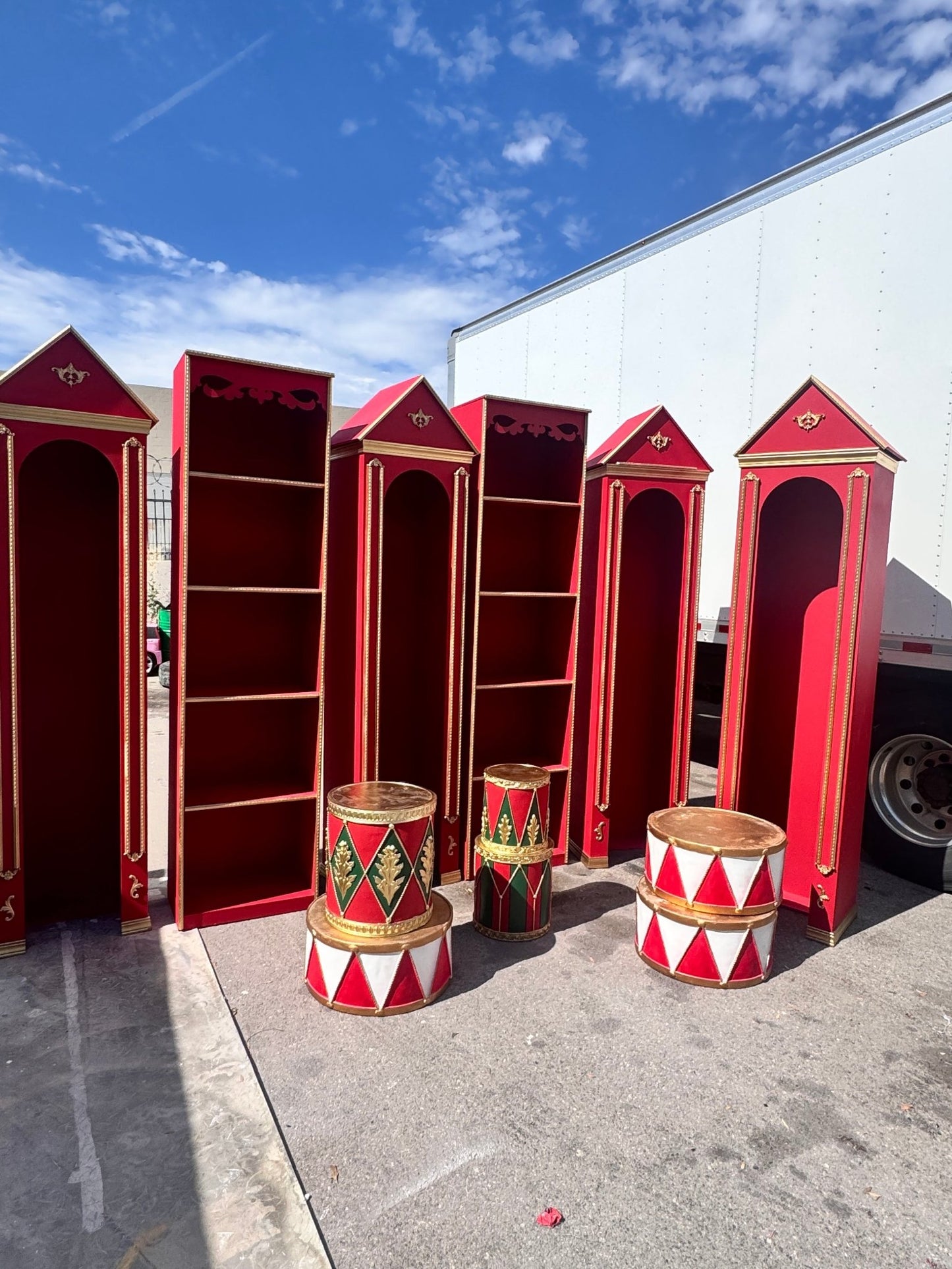 Red & Gold Shelf - Custom Prop Rentals
