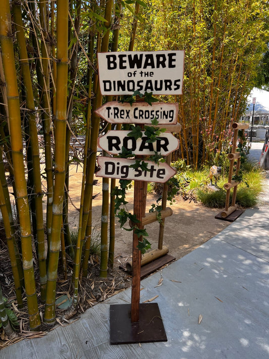 Sign Beware of the Dinosaurs - Custom Prop Rentals