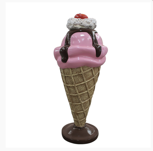Ice cream Strawberry and Chocolate Sundae Cone