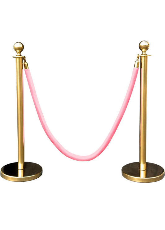Stanchions Gold w/ Pink Rope - Custom Prop Rentals