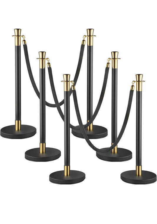 Stanchions w/ Black Rope - Custom Prop Rentals